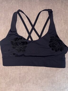 ZYIA Black Floral Crisscross Sports Bra - Women Intimates